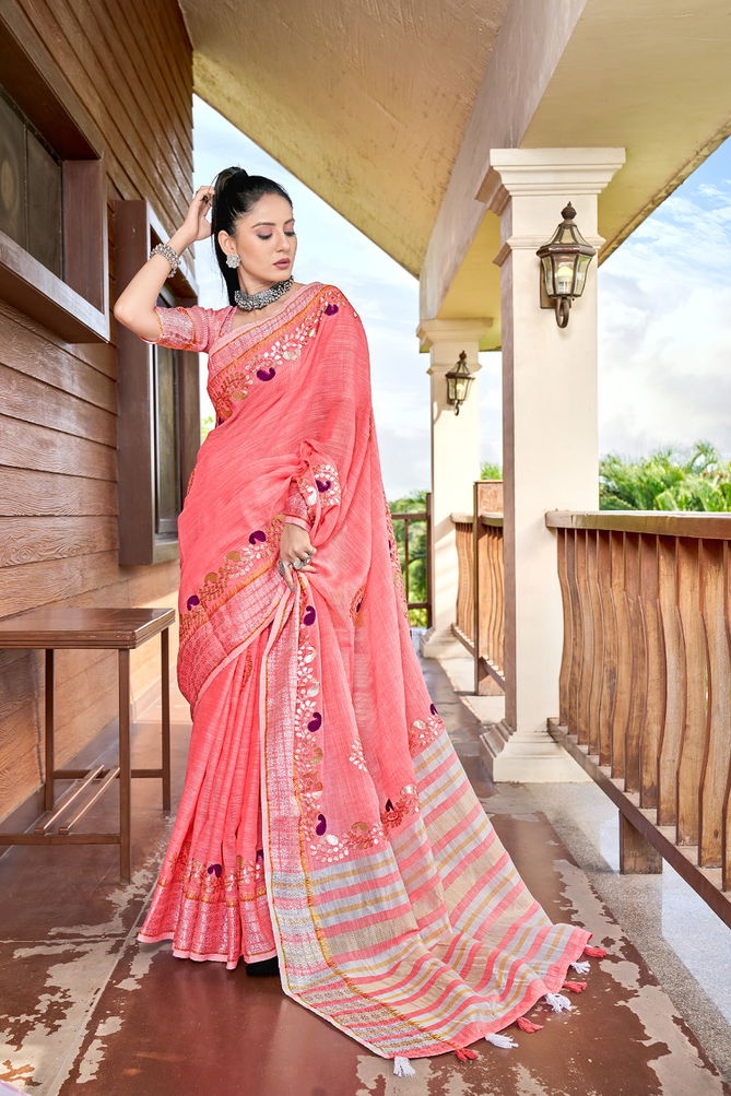 Rajyog Andaz  Latest Fancy Festive Wear Designer Rich Look Exclusive Linen Silk Saree Collection